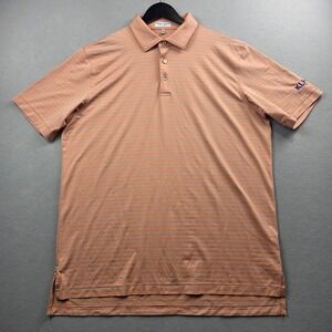 Peter Millar Summer Comfort Mens Large Orange Blue Striped Golf Polo Shirt KLH